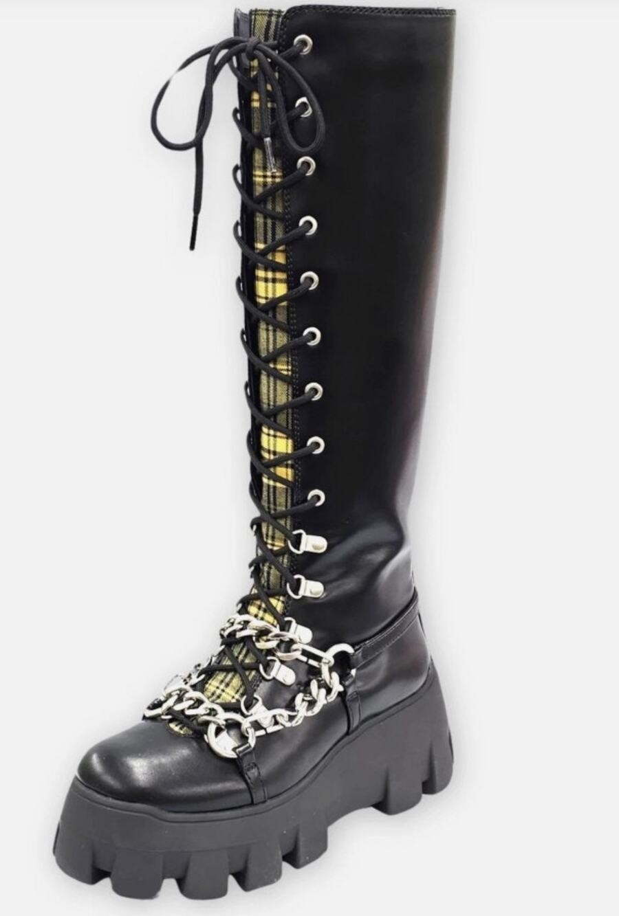 Circus NY by Sam Edelman Abrina Black Riding Chunky Lace Up Platform Buckle Boot